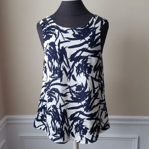 Fab'rik Tank Top Blouse EUC size small navy print